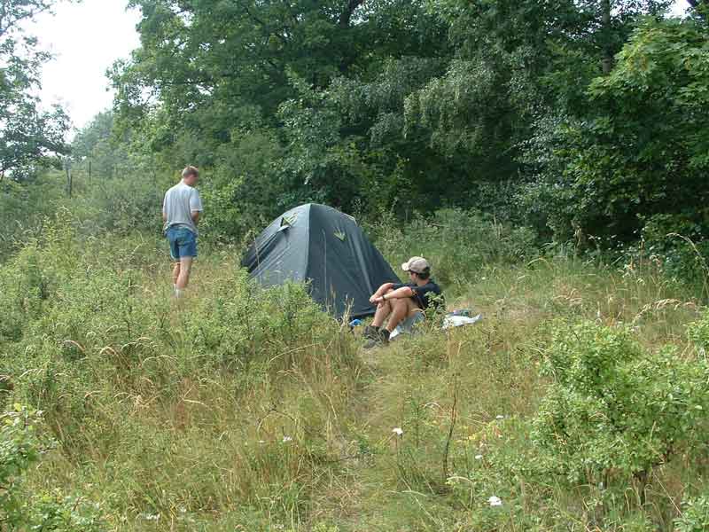 Stanování na Vladaři, jaksi nás přepadla bouře uprostřed dne. (693,2m.n.m.)