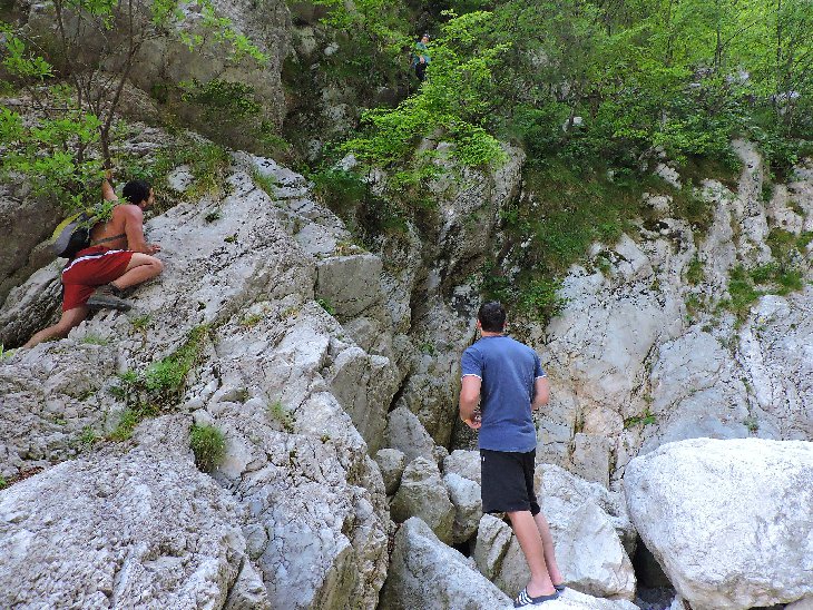 Dál to evidentně nešlo, ale Datel se nevzdával a lezl kamsi do skal a roští, ale daleko nedolezl a po chvíli se vrátil:-D.