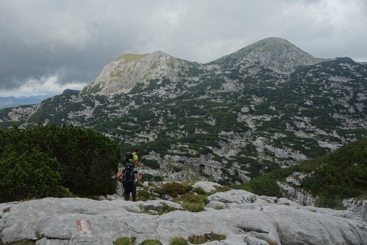 Cesta dále nebyla moc dobře značená a šlo se tam blbě. Celkově nám cesta od sedla pod Ostrgartem zpět na "hlavní" cestu trvala déle než jsme čekali.